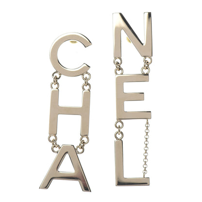Chanel Metal Cha-Nel Logo Drop Earrings Gold 1 of 4