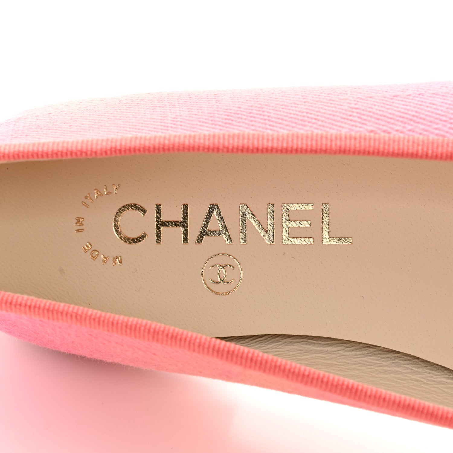 Chanel Fabric Cap Toe CC Ballerina Flats 37 Coral Pink Orange 7 of 10