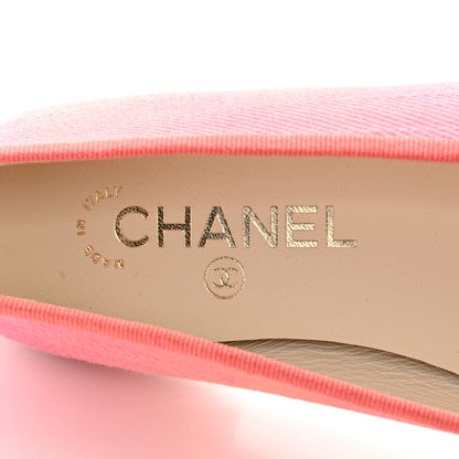 Chanel Fabric Cap Toe CC Ballerina Flats 37 Coral Pink Orange 7 of 10