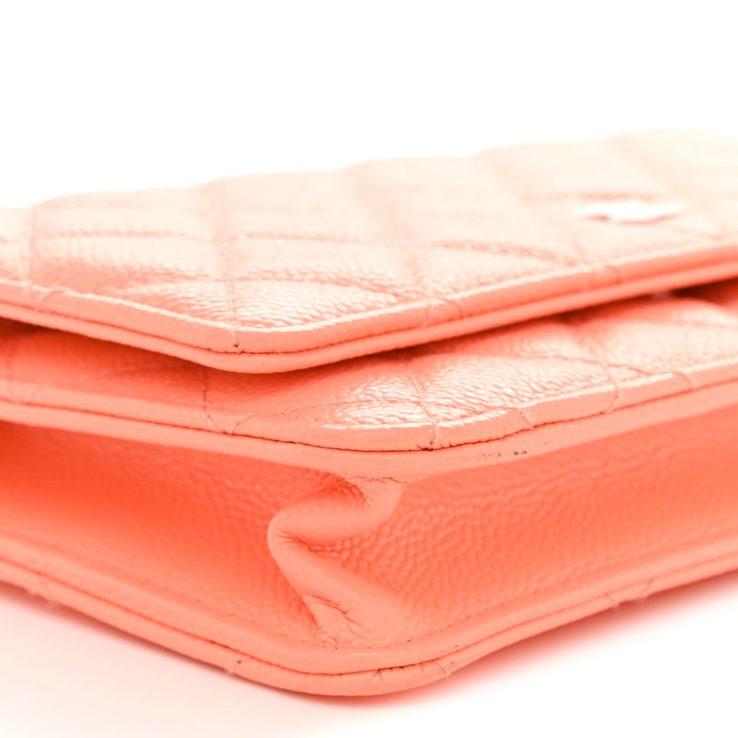 Caviar Quilted Wallet on Chain WOC Coral