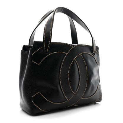 Chanel Caviar CC Stitched Small Tote Black 3 of 10