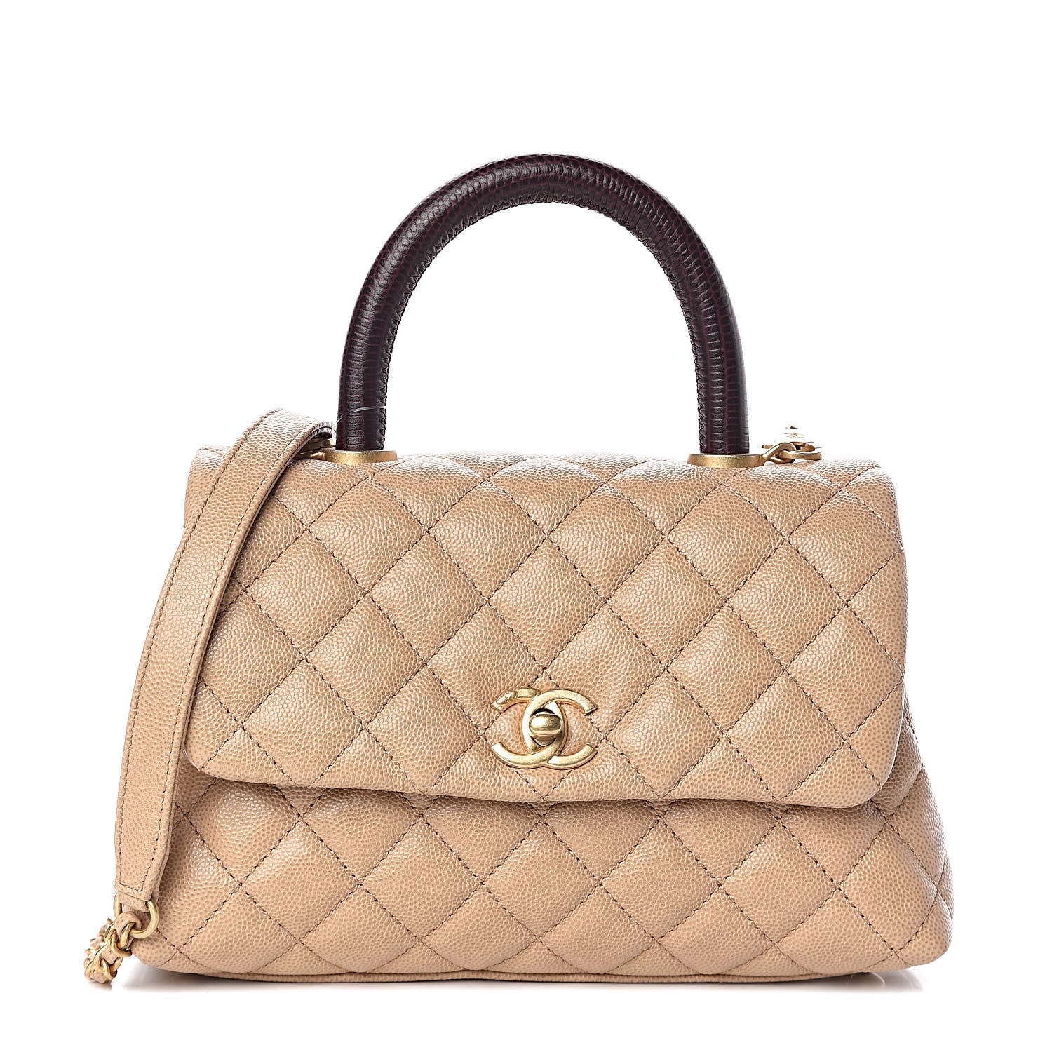 Chanel Caviar Lizard Embossed Quilted Mini Coco Handle Flap Beige 1 of 11