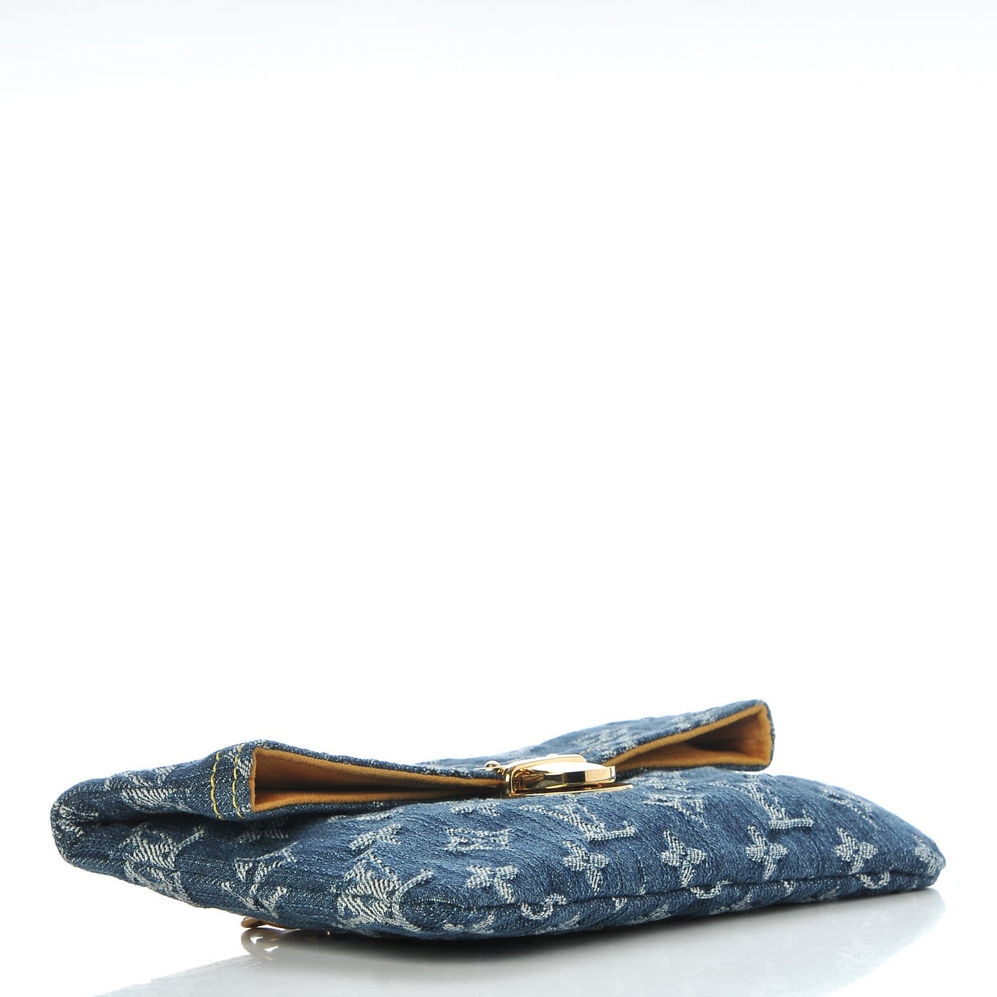 Monogram Denim Pochette Plat Clutch Blue