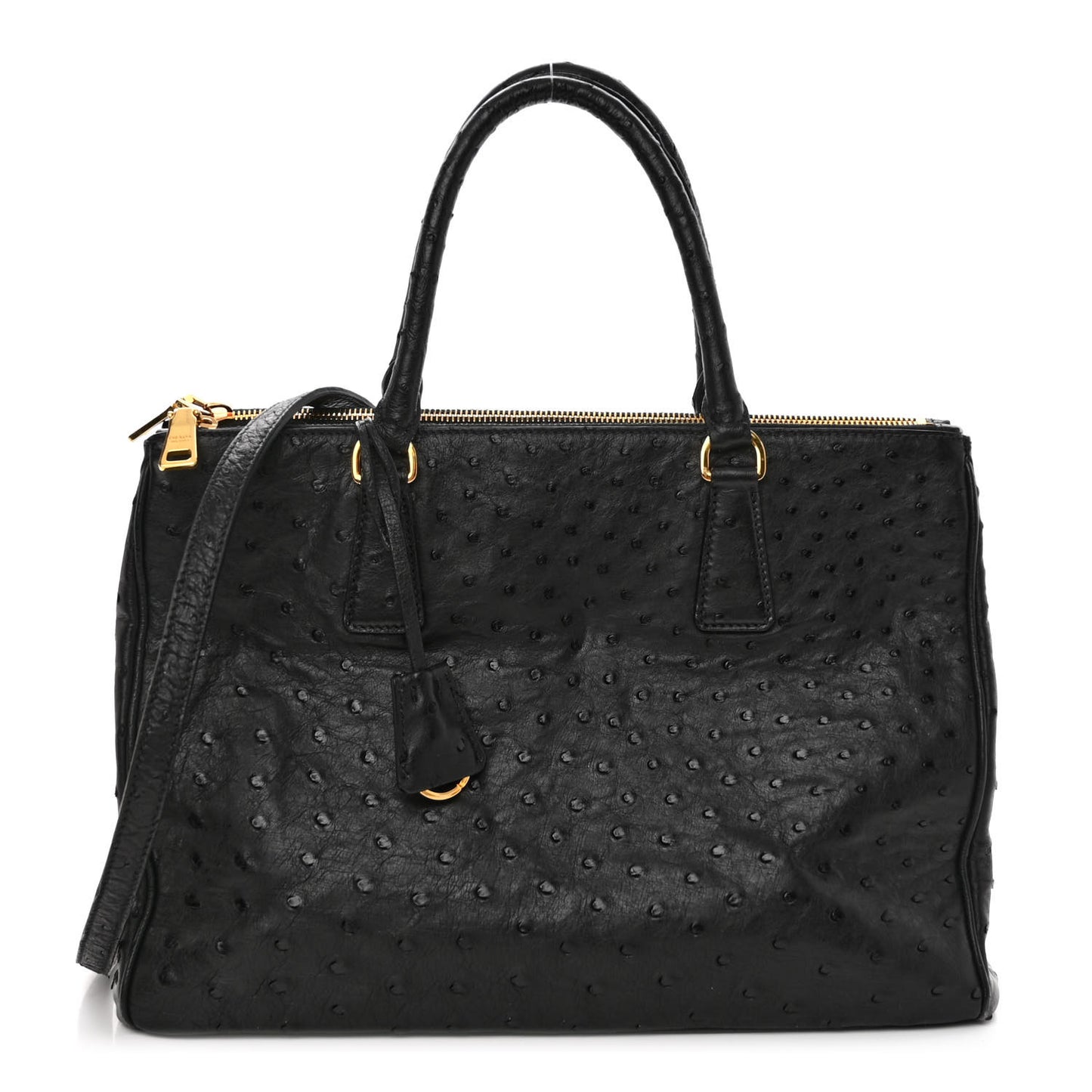 Ostrich Double Zip Tote Black