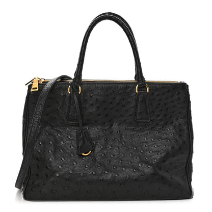 Prada Ostrich Double Zip Tote Black 1 of 15