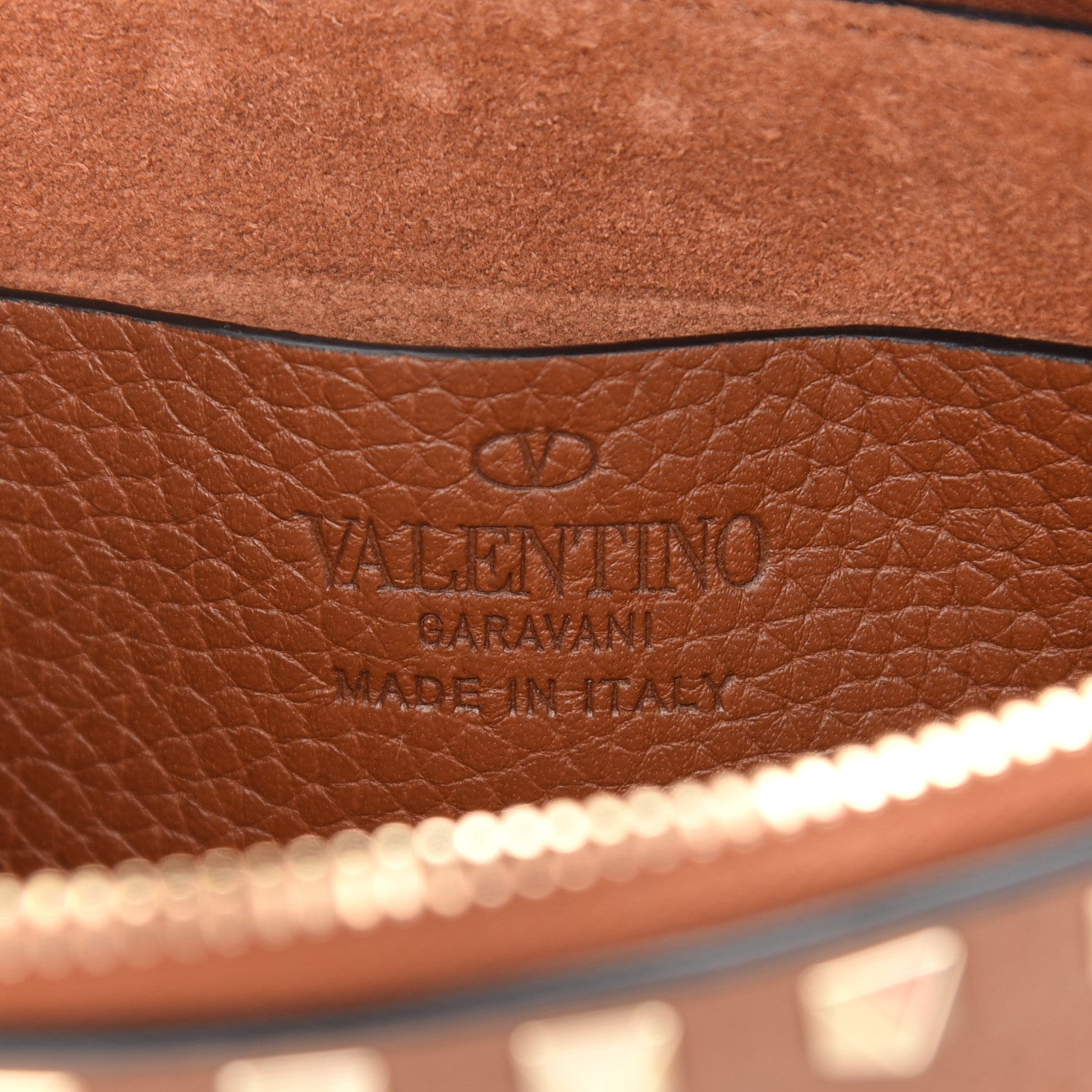 Valentino Garavani Pebbled Calfskin Rockstud Chain Pouch Shoulder Bag Bright Cognac 6 of 9