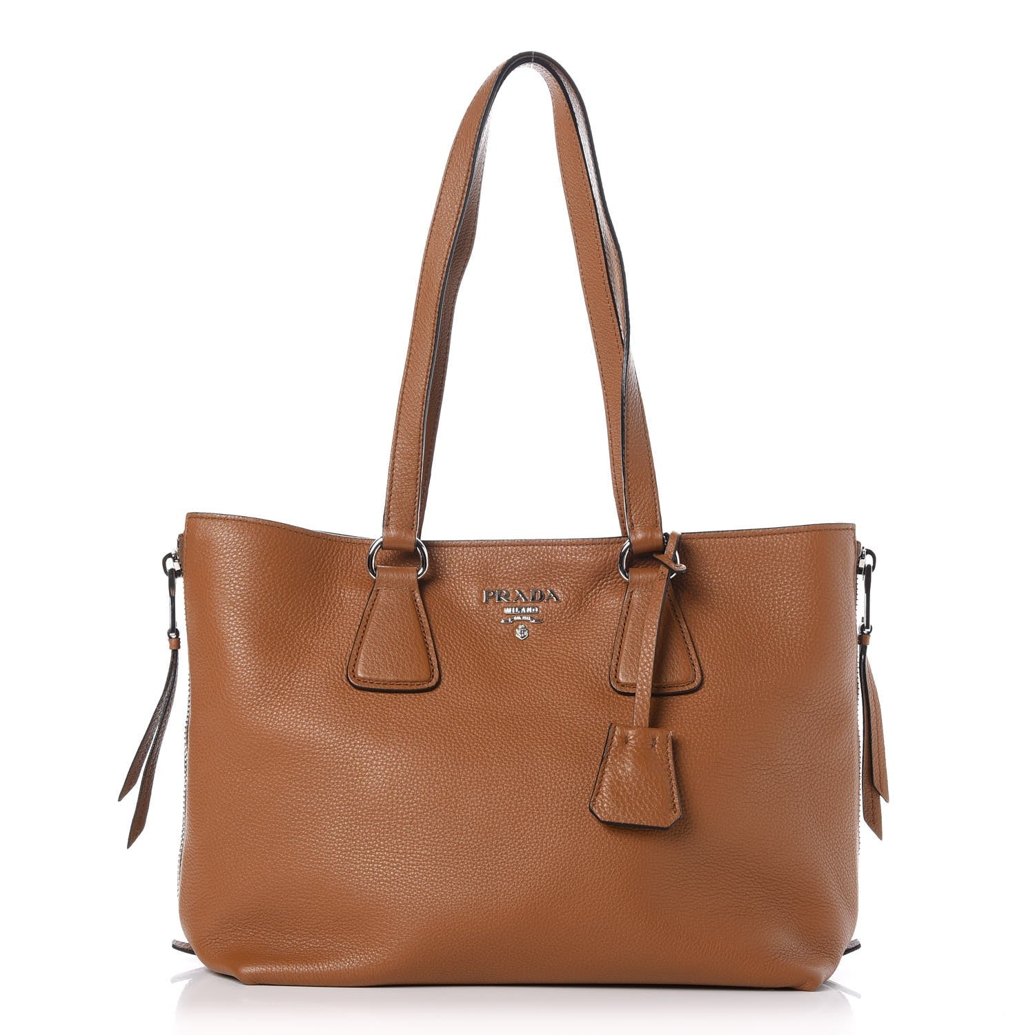 Prada Vitello Daino Side Zip Tote Cannella 1 of 8