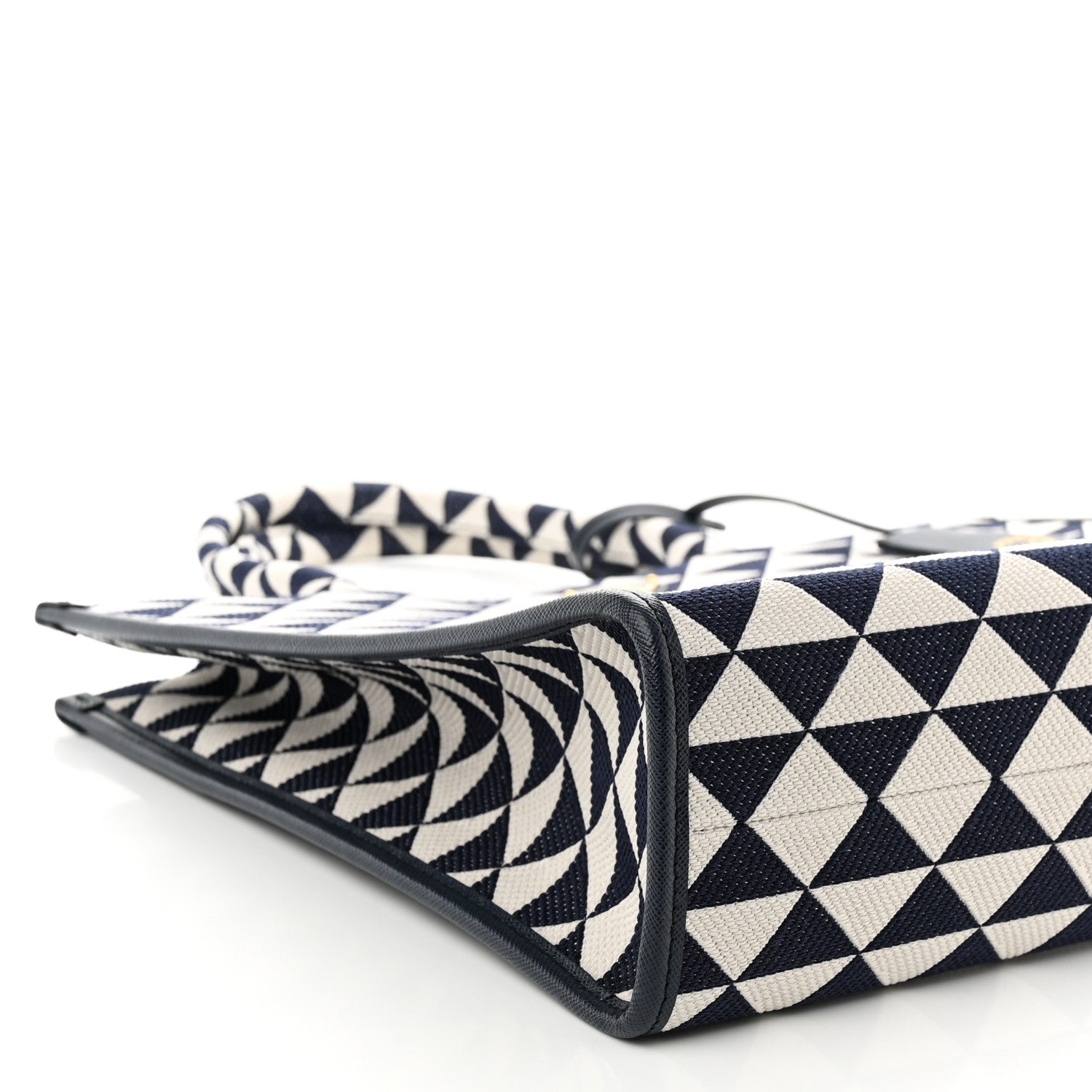 Prada Jacquard Saffiano Triangolo Symbole Embroidered Large Tote Baltico Talco 8 of 9