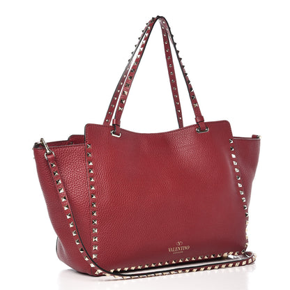Valentino Garavani Pebbled Calfskin Medium Rockstud Tote Camelia 5 of 16