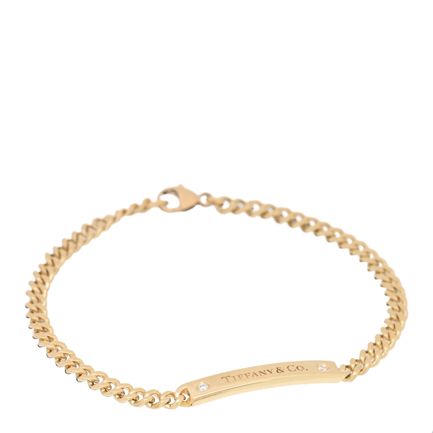 Tiffany 18K Yellow Gold Diamond Micro Link ID Chain Bracelet 1 of 3
