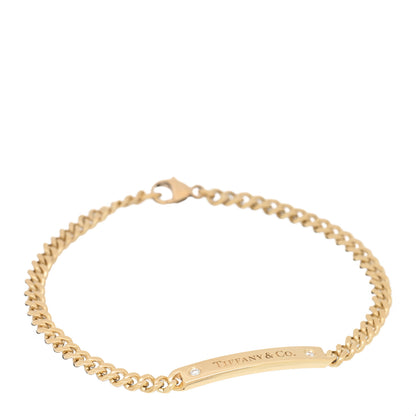 Tiffany 18K Yellow Gold Diamond Micro Link ID Chain Bracelet 1 of 3