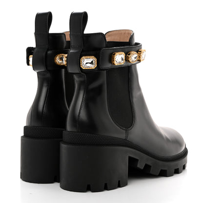 Gucci Calfskin Crystal GG Trip Chelsea Ankle Boots 38.5 Black 4 of 8