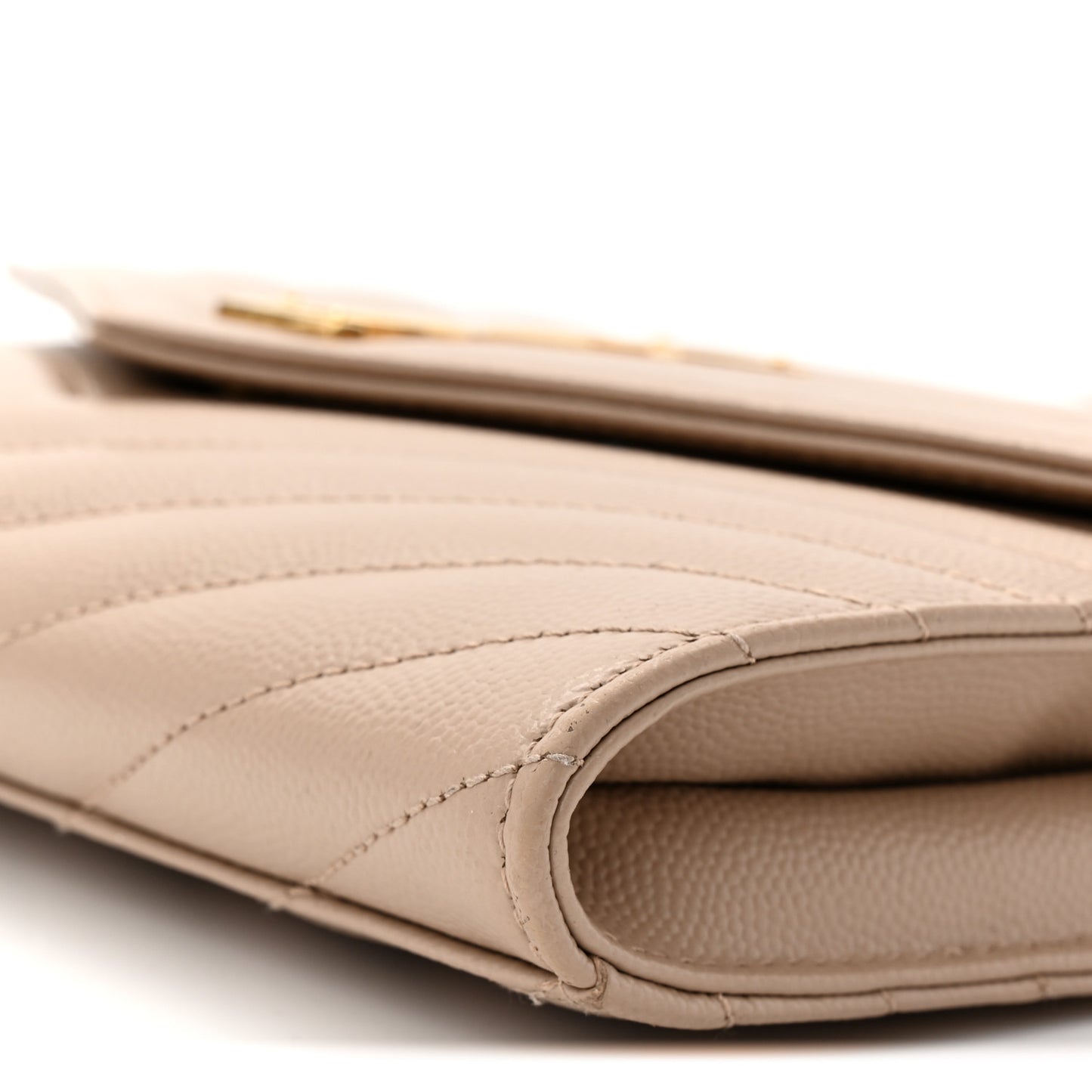 Grain De Poudre Matelasse Chevron Monogram Envelope Clutch Dark Beige