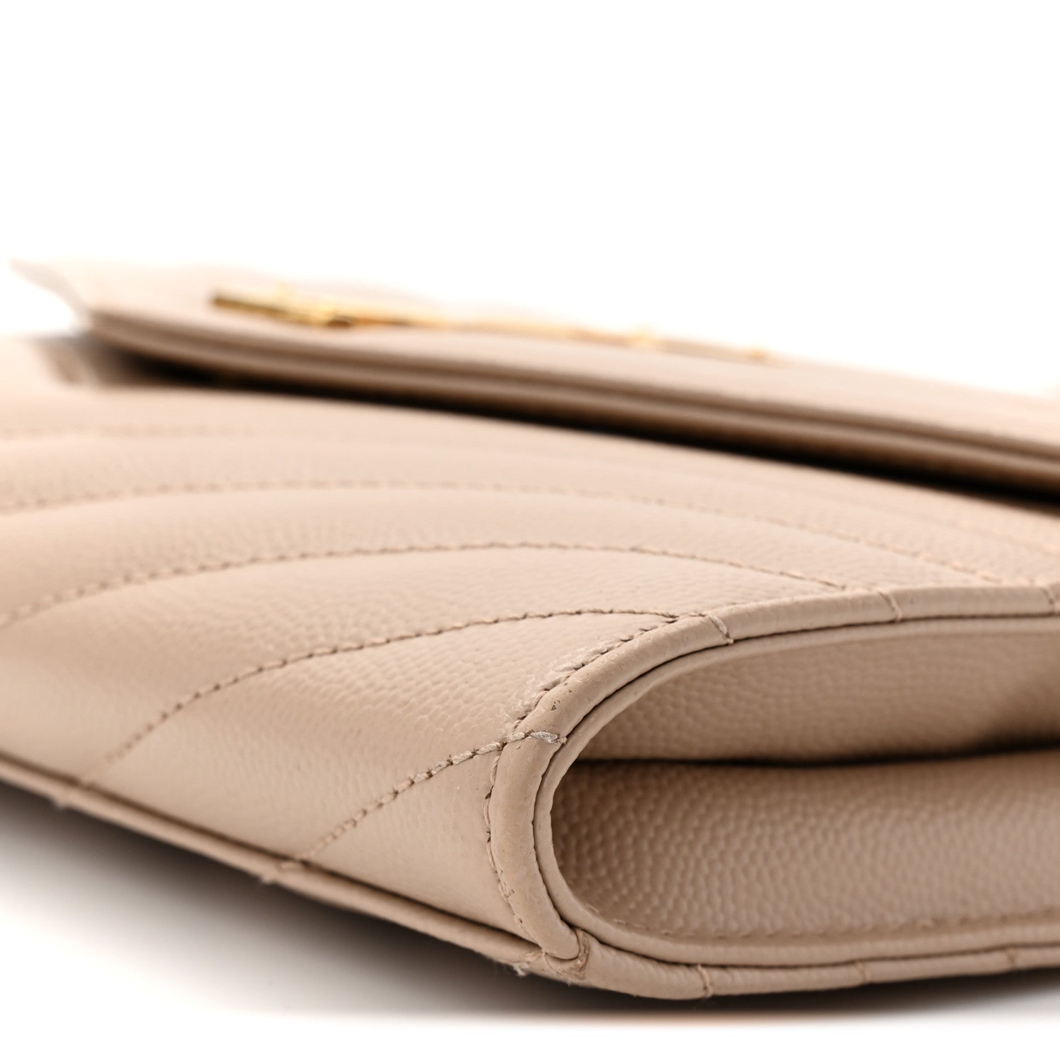 Saint Laurent Grain De Poudre Matelasse Chevron Monogram Envelope Clutch Dark Beige 10 of 11