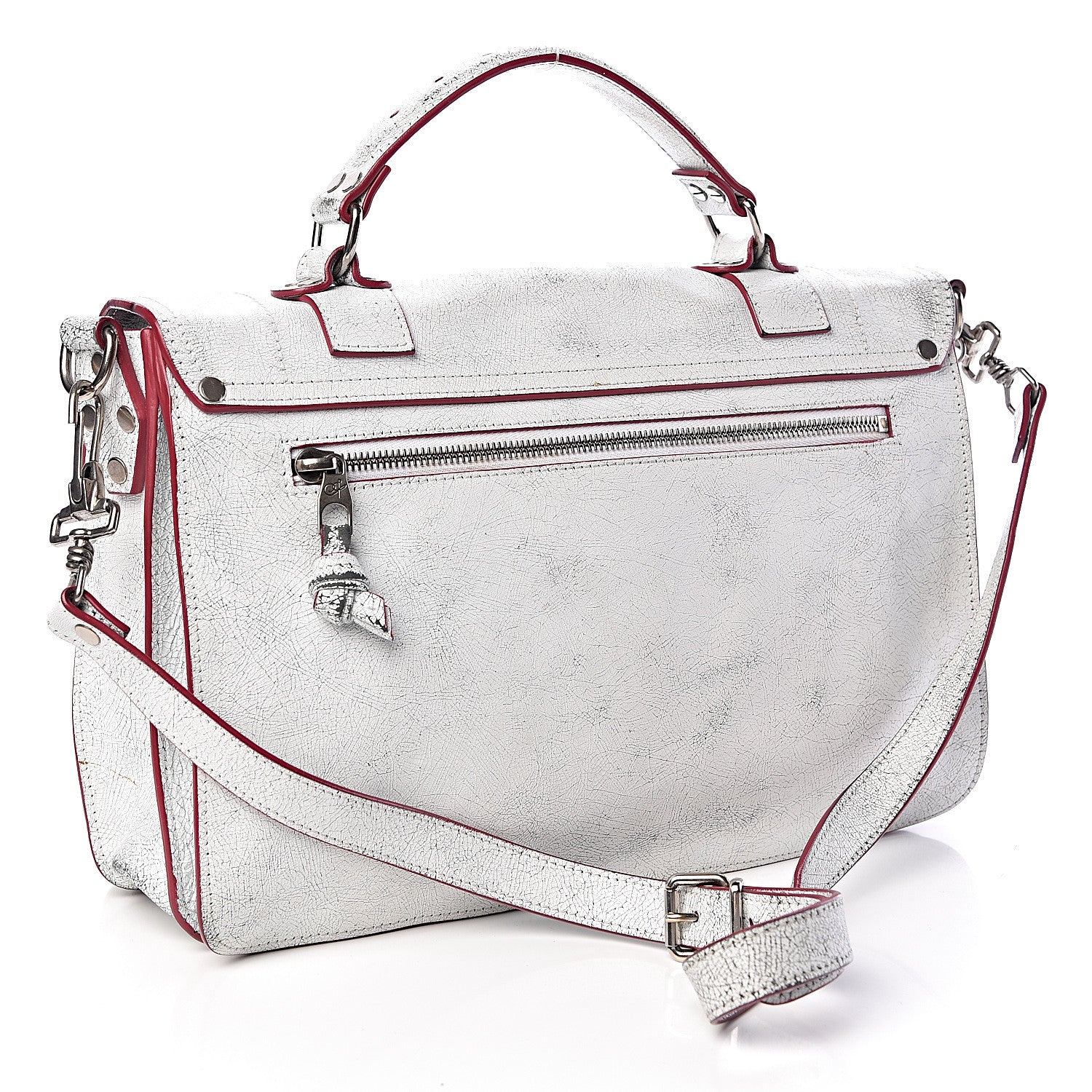 Proenza Schouler Crackle Calfskin PS1 Medium Satchel White 3 of 11