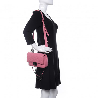 Chanel Shiny Goatskin Quilted Small Double Carry Waist Chain Flap Pink 2 of 11