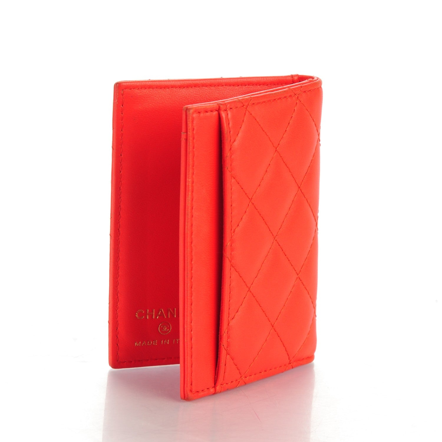 Chanel Lambskin Quilted CC Card Holder Wallet Red 3 of 7