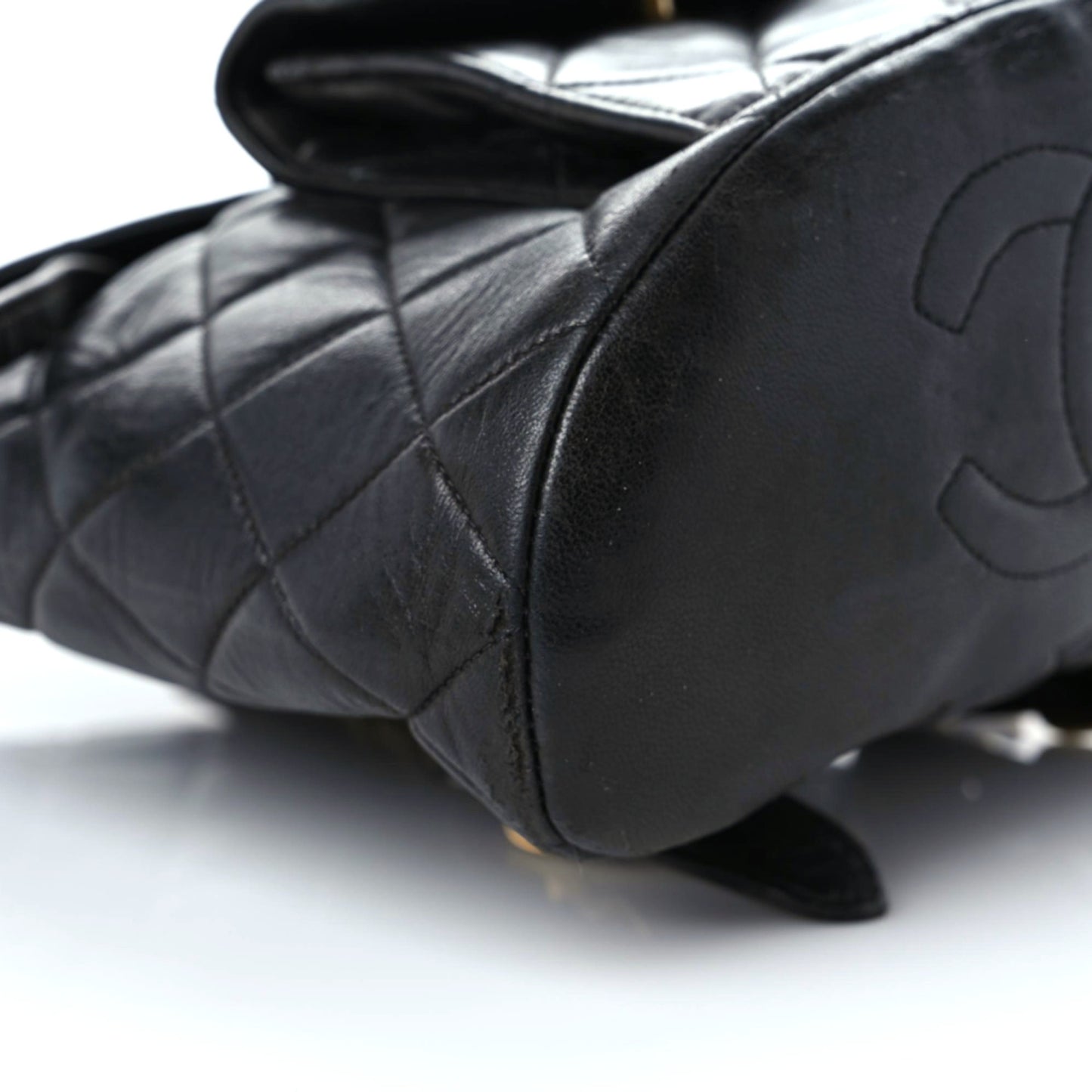 Lambskin Quilted Backpack Black