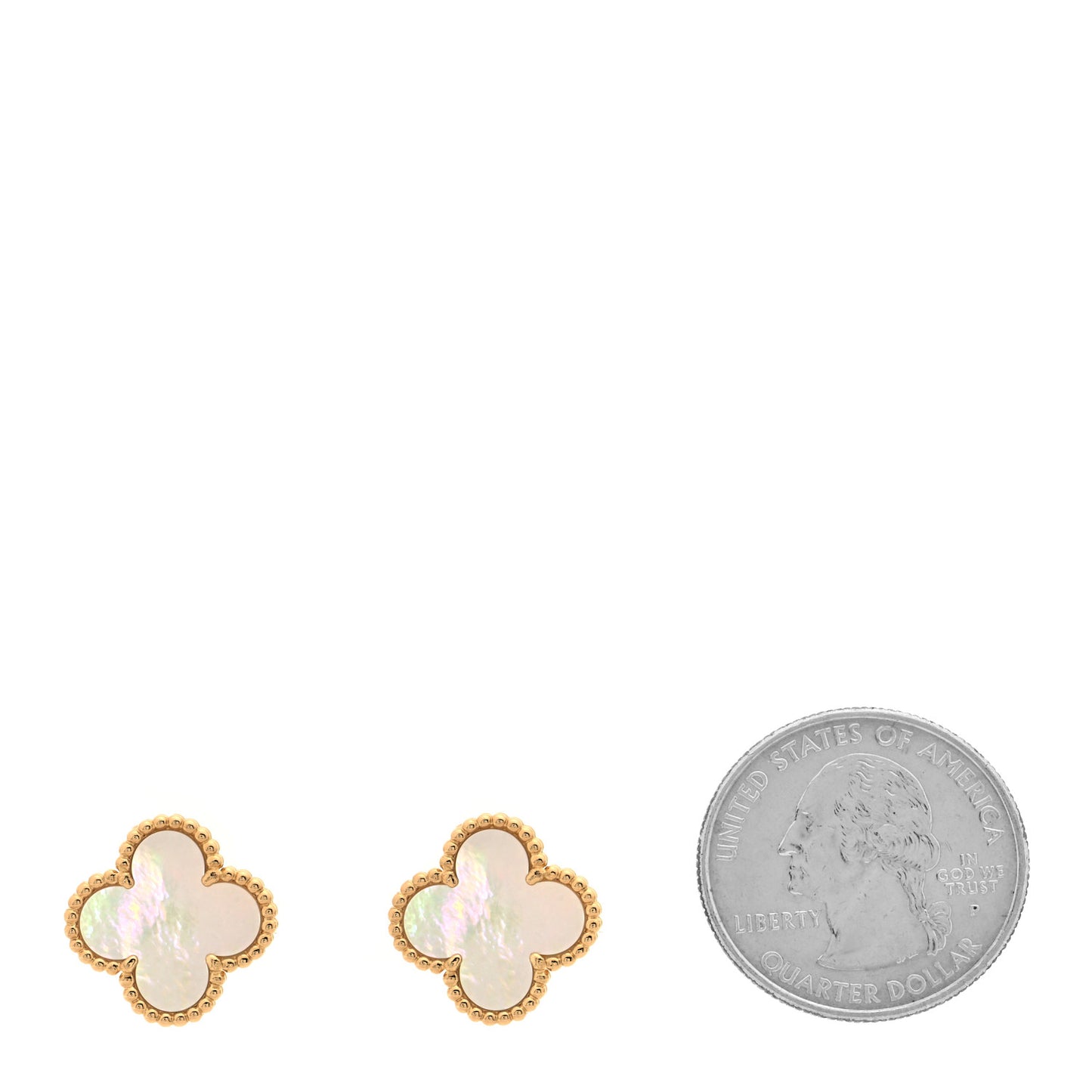 18K Yellow Gold Mother of Pearl Vintage Alhambra Earrings
