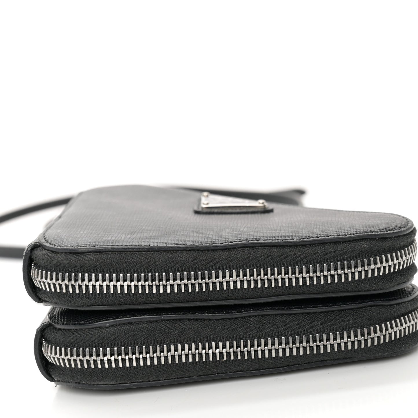 Saffiano Mini Triangle Crossbody Pouch Black