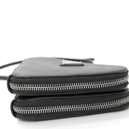 Prada Saffiano Mini Triangle Crossbody Pouch Black 9 of 12