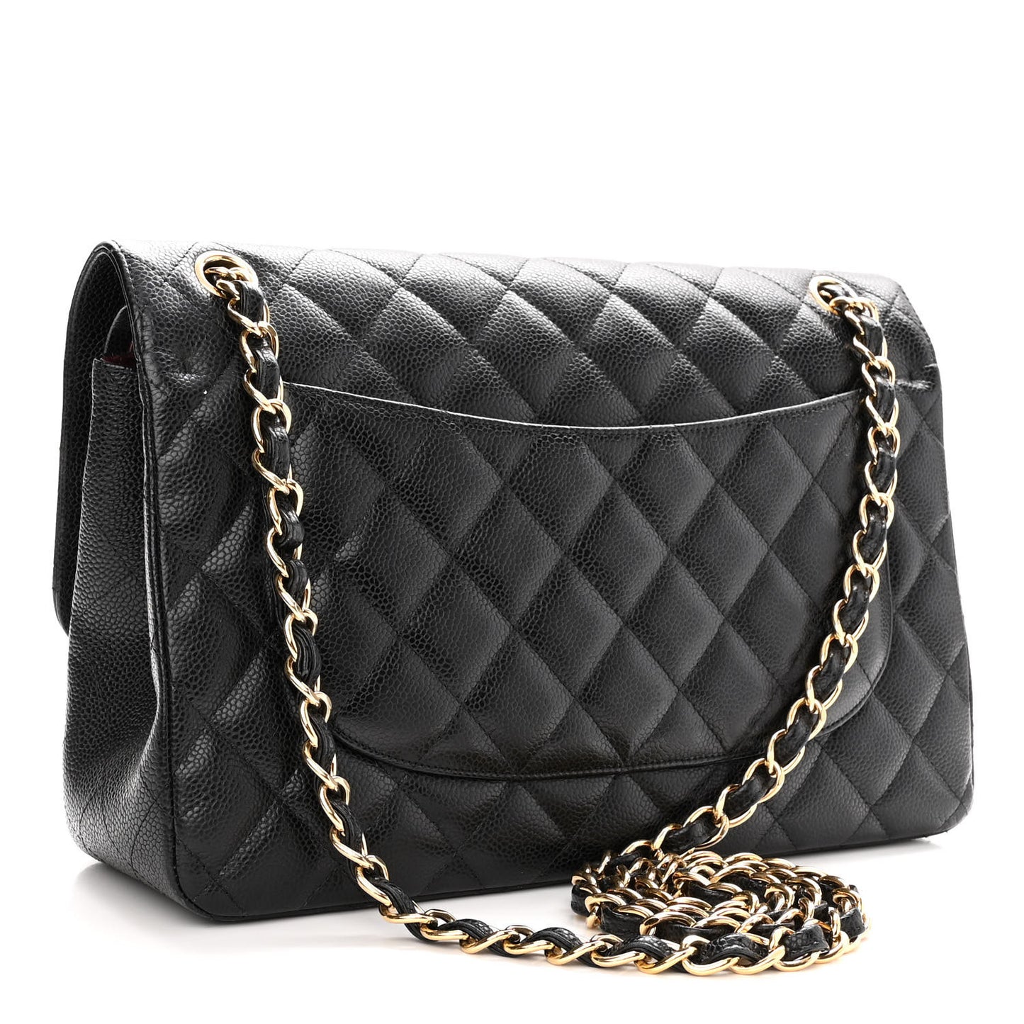 Caviar Quilted Jumbo Double Flap Black