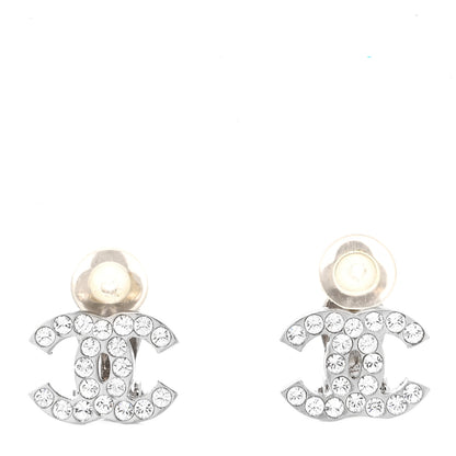 Chanel Crystal CC Clip On Earrings Silver 1 of 4
