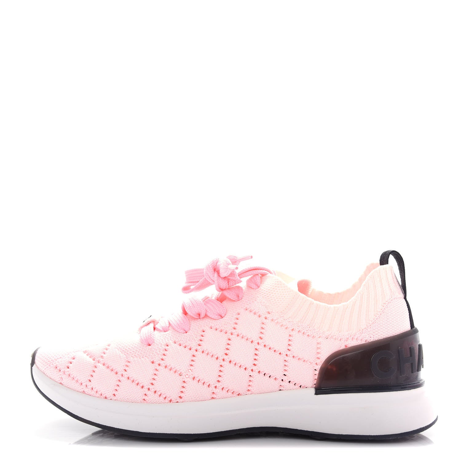 Chanel Mixed Fibers Quilted Womens CC Sneakers 37 Light Pink 1 of 10