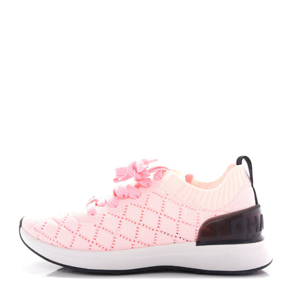 Chanel Mixed Fibers Quilted Womens CC Sneakers 37 Light Pink 1 of 10