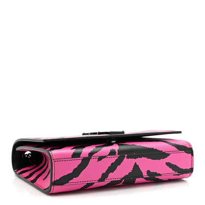 Saint Laurent Grain De Poudre Zebra Print Small Monogram Kate Satchel Fuxia Black 4 of 13