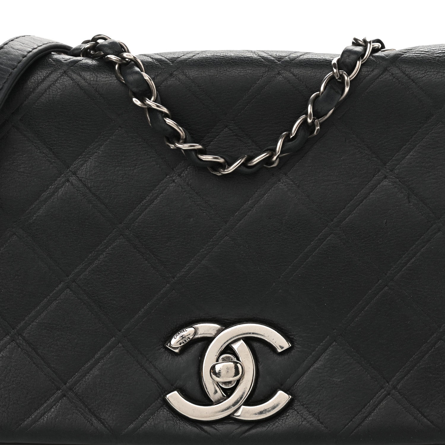 Chanel Lambskin Diamond Stitched CC Flap Shoulder Bag Black 7 of 11