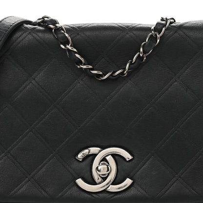 Chanel Lambskin Diamond Stitched CC Flap Shoulder Bag Black 7 of 11