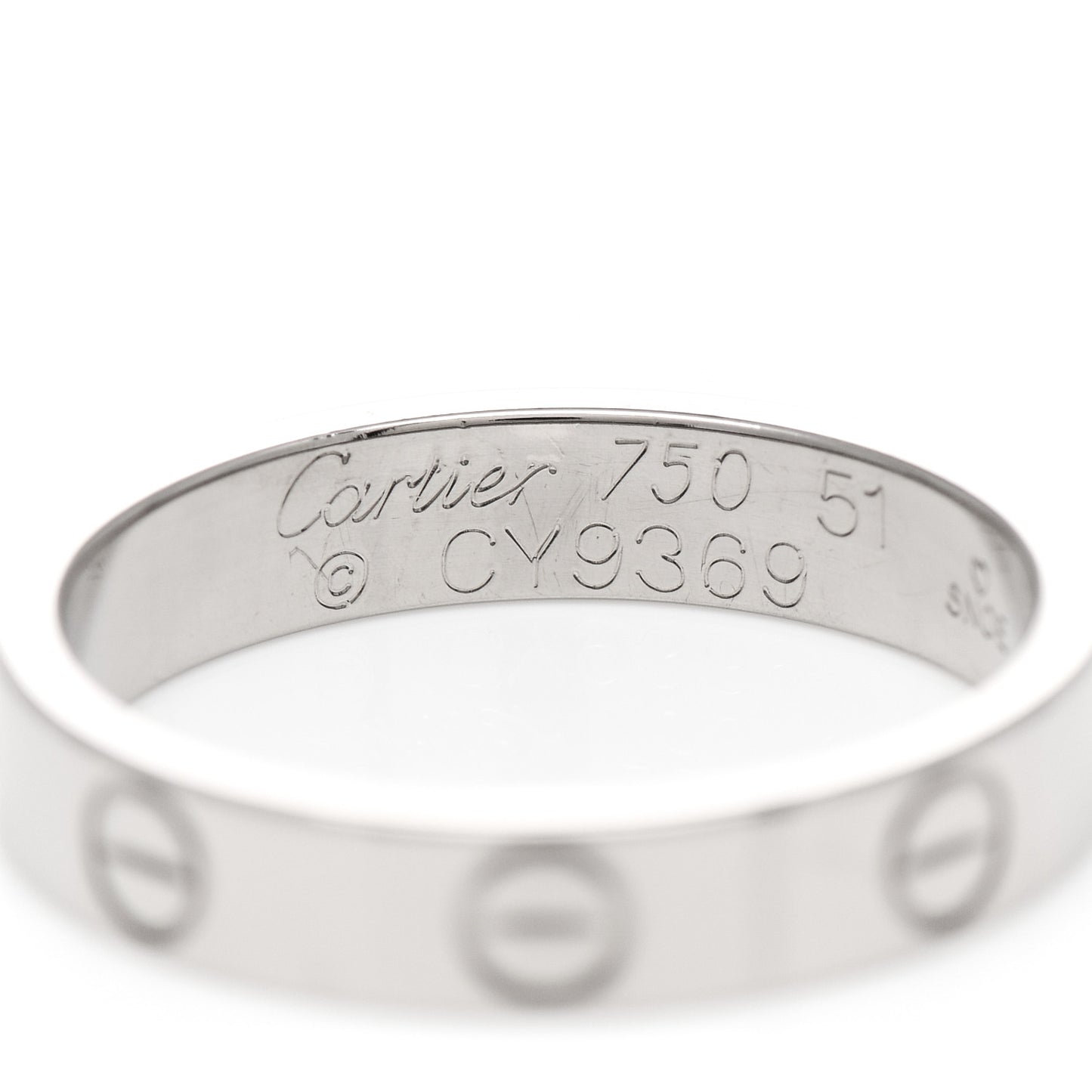 18K White Gold 3.5mm LOVE Wedding Band Ring 51 5.75