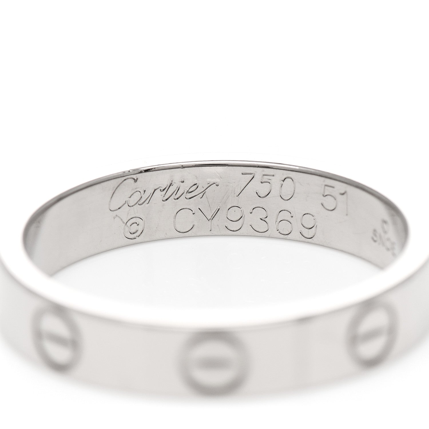 Cartier 18K White Gold 3.5mm LOVE Wedding Band Ring 51 5.75 4 of 5