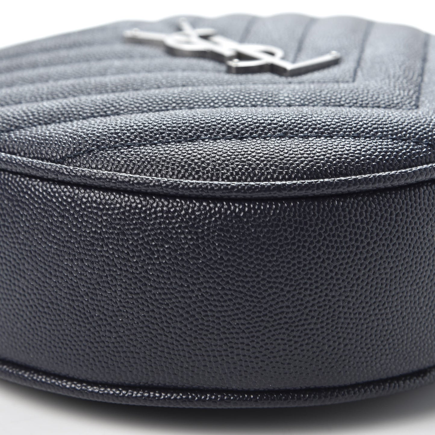 Grain De Poudre Matelasse Chevron Quilted Round Vinyle Camera Bag Deep Marine