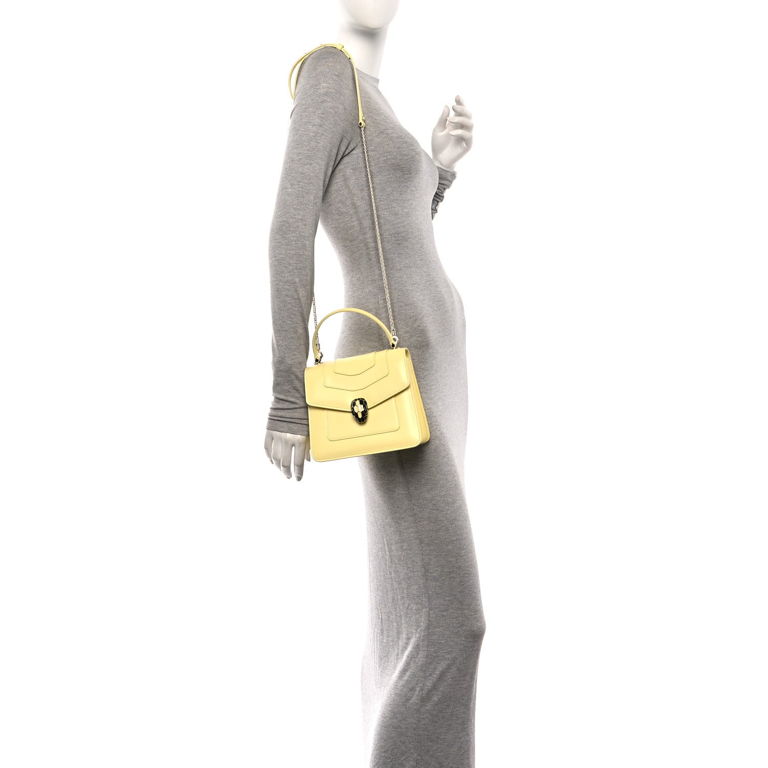 Bulgari Calfskin Serpenti Forever Top Handle Light Yellow 2 of 11