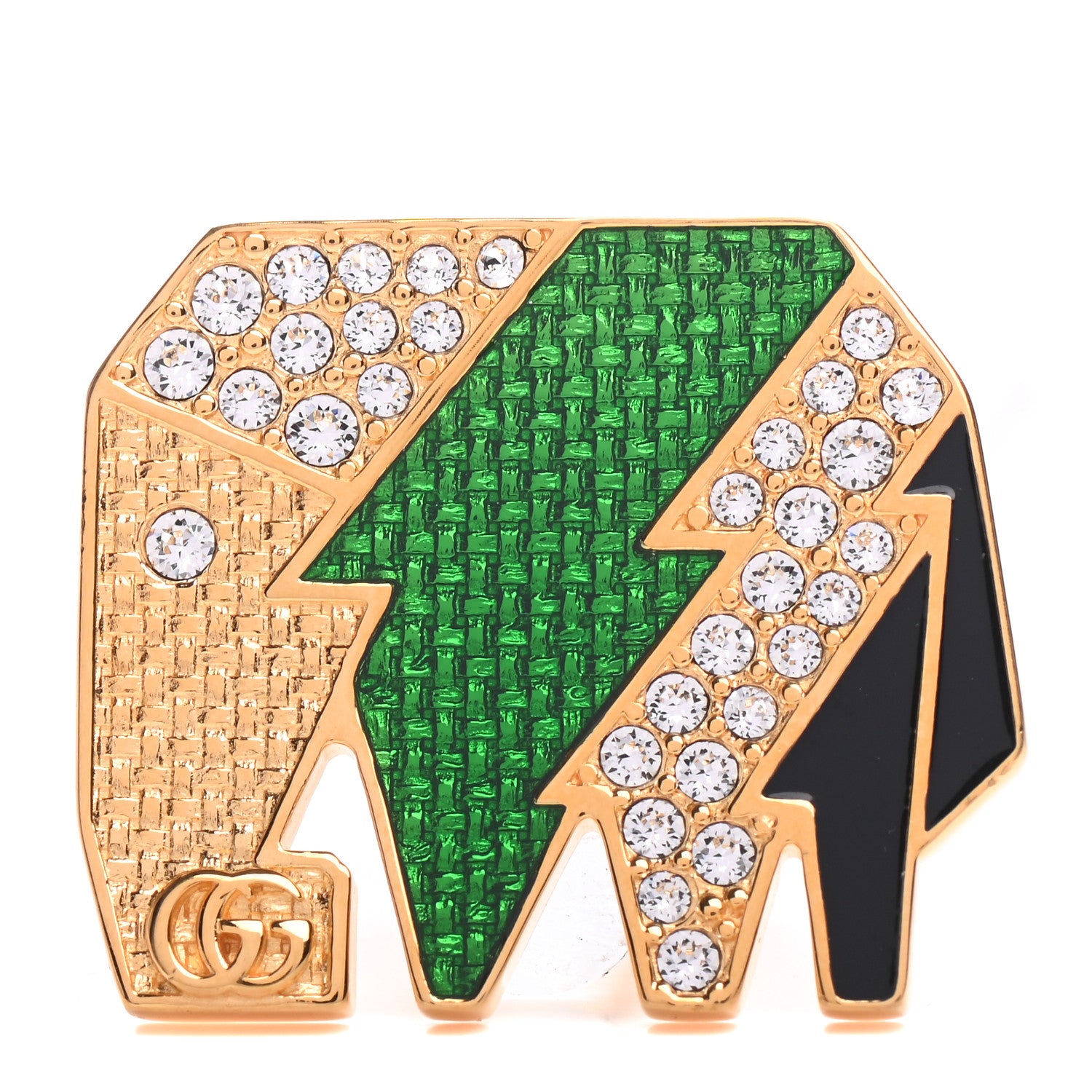 Gucci Metal Crystal Enamel Elephant Ring S Gold Multicolor 1 of 6
