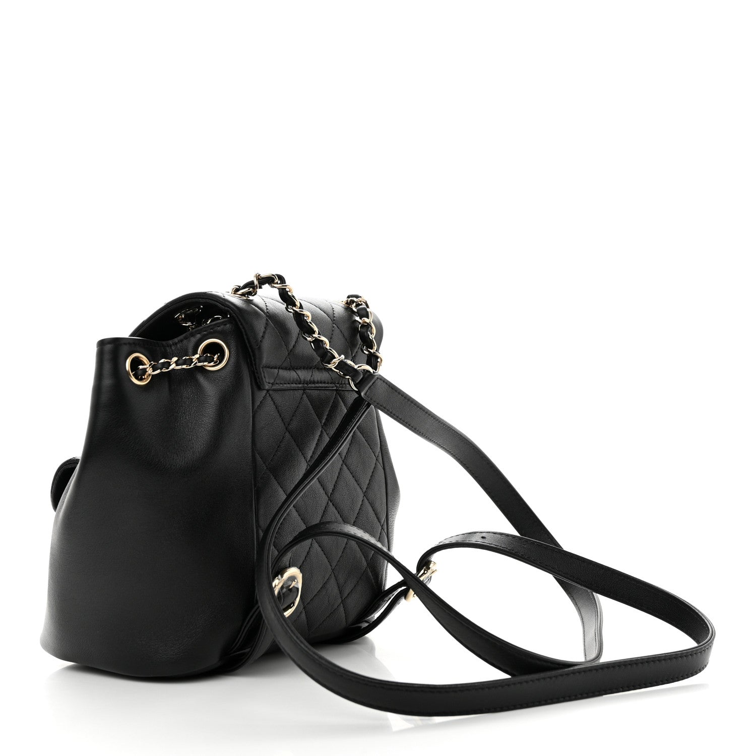 Chanel Lambskin Quilted Small Duma Drawstring Backpack Black 3 of 10