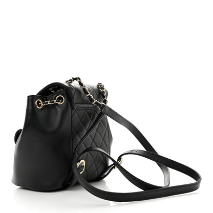 Chanel Lambskin Quilted Small Duma Drawstring Backpack Black 3 of 10