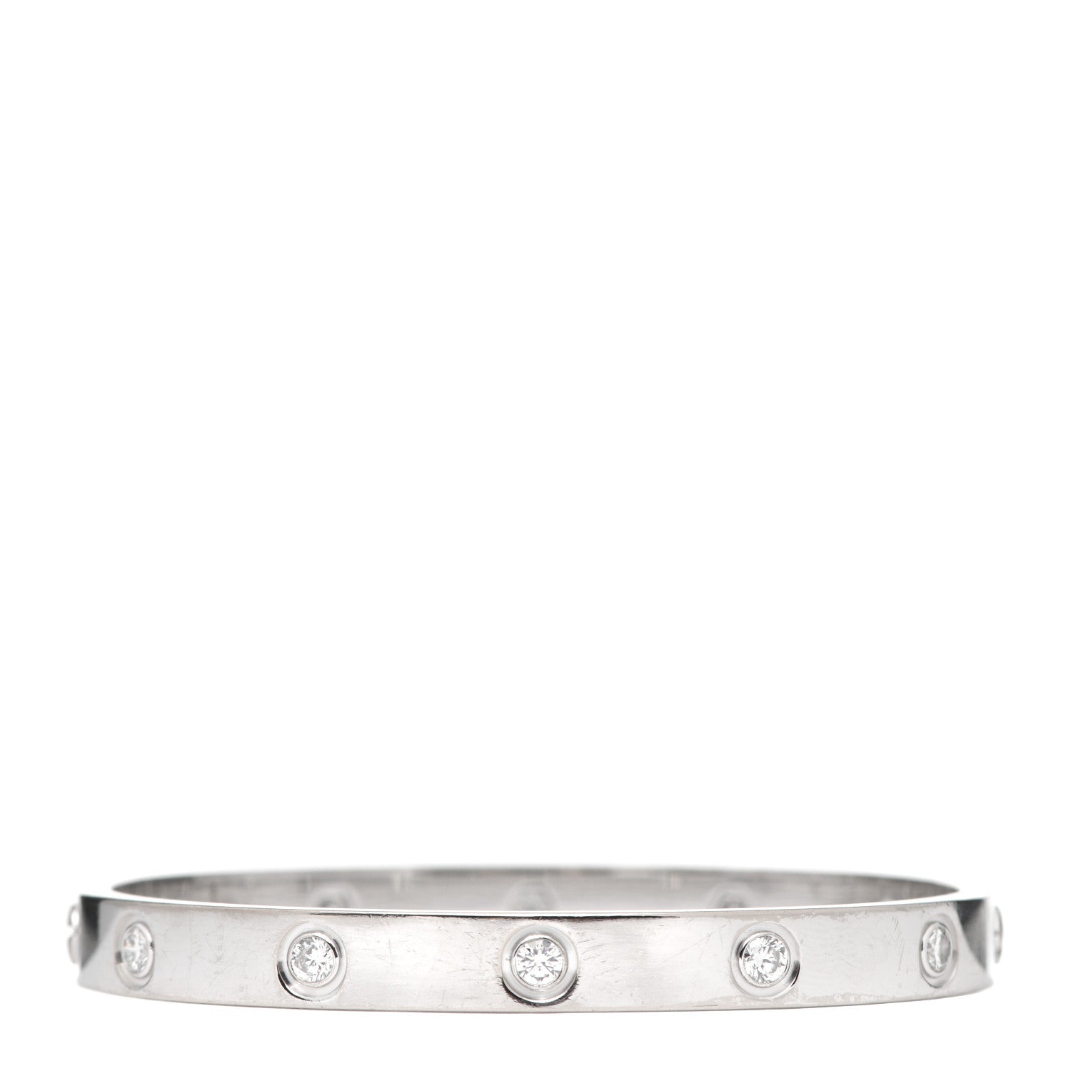 Cartier 18K White Gold 10 Diamond LOVE Bracelet 16 3 of 7