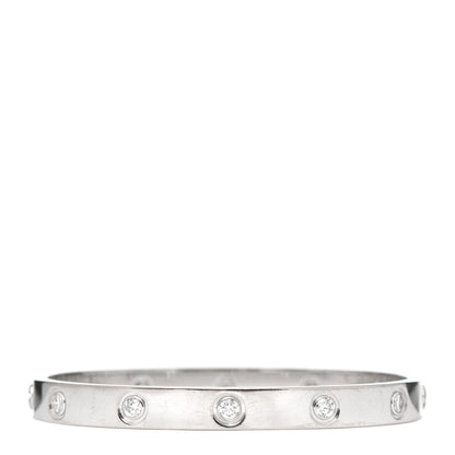 Cartier 18K White Gold 10 Diamond LOVE Bracelet 16 3 of 7