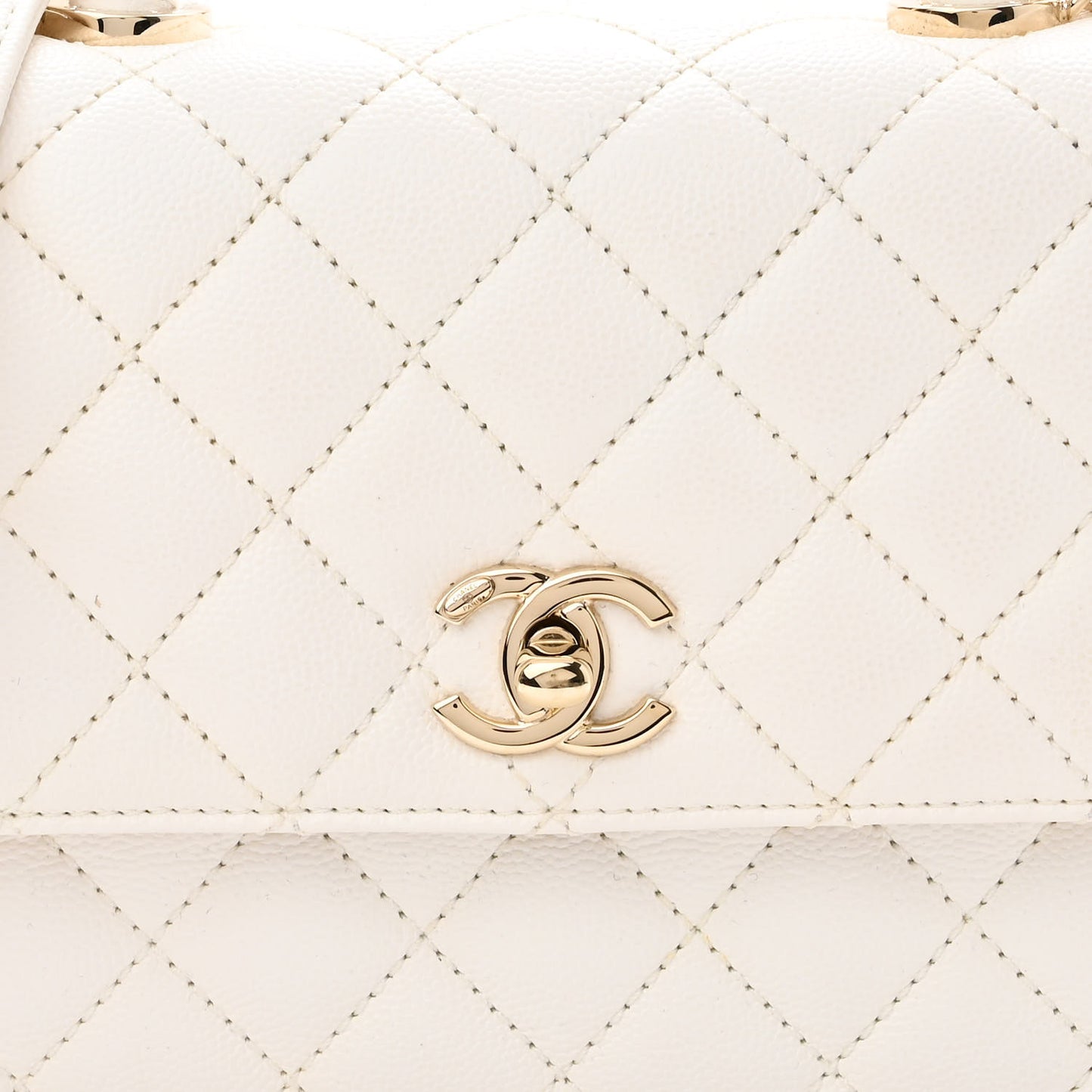 Caviar Quilted Mini Coco Handle Flap White