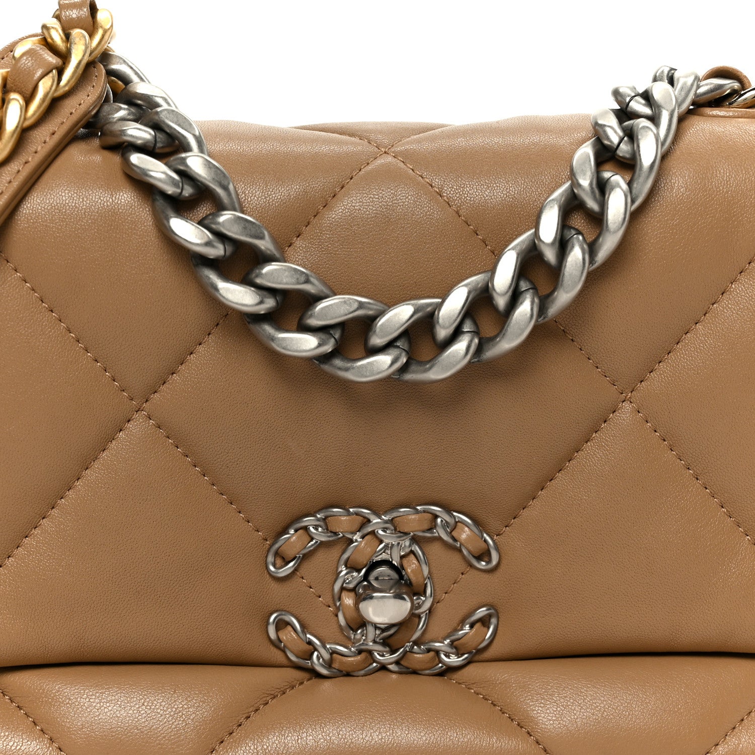 Chanel Lambskin Quilted Medium Chanel 19 Flap Dark Beige 1861204