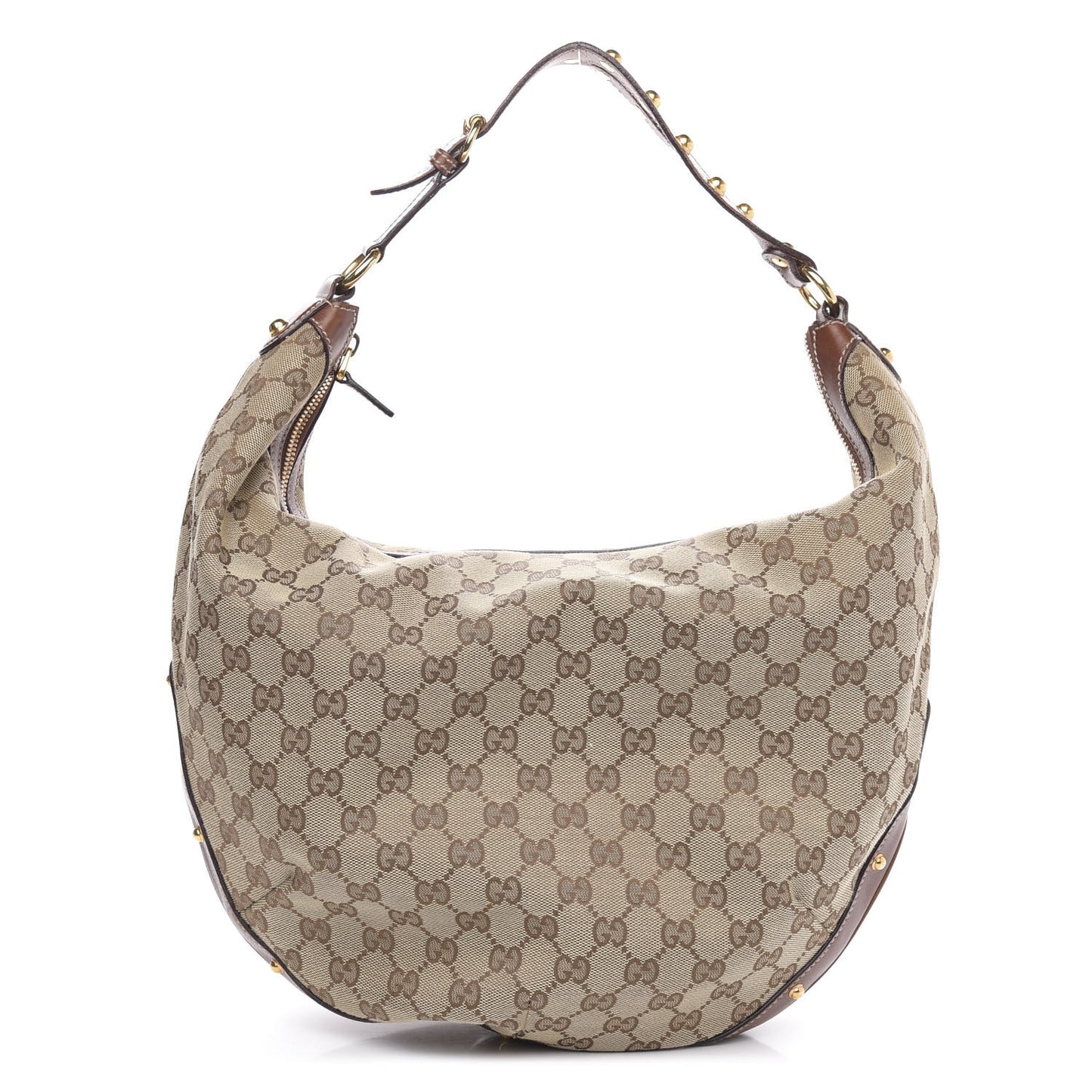 Monogram Large Biba Studded Hobo Brown