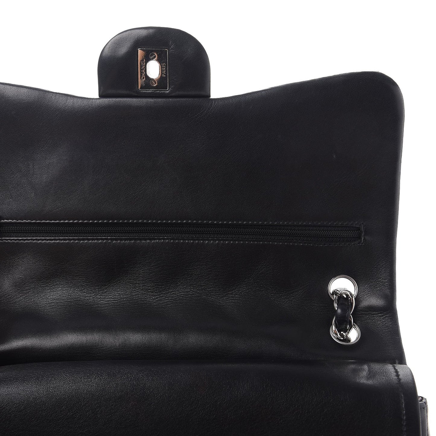 Lambskin Quilted Jumbo Double Flap Black