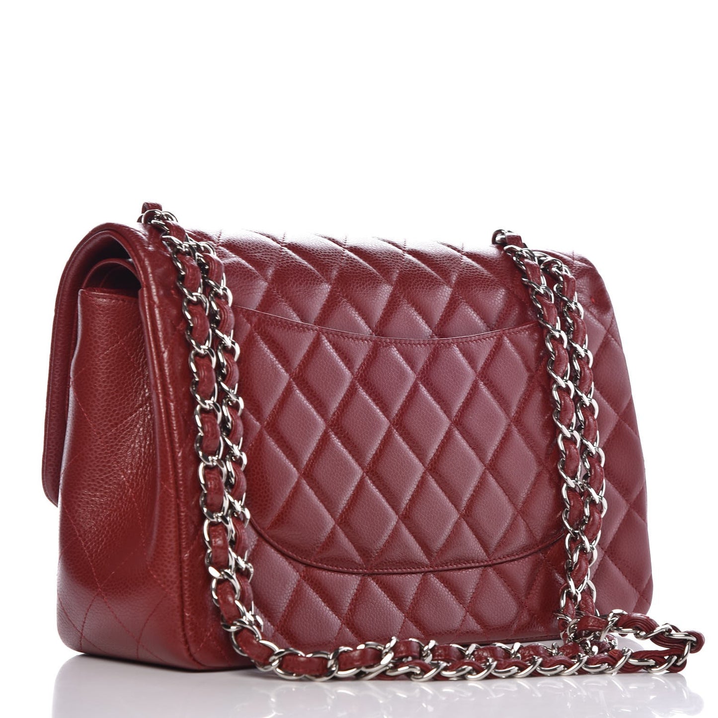 Caviar Quilted Jumbo Double Flap Burgundy