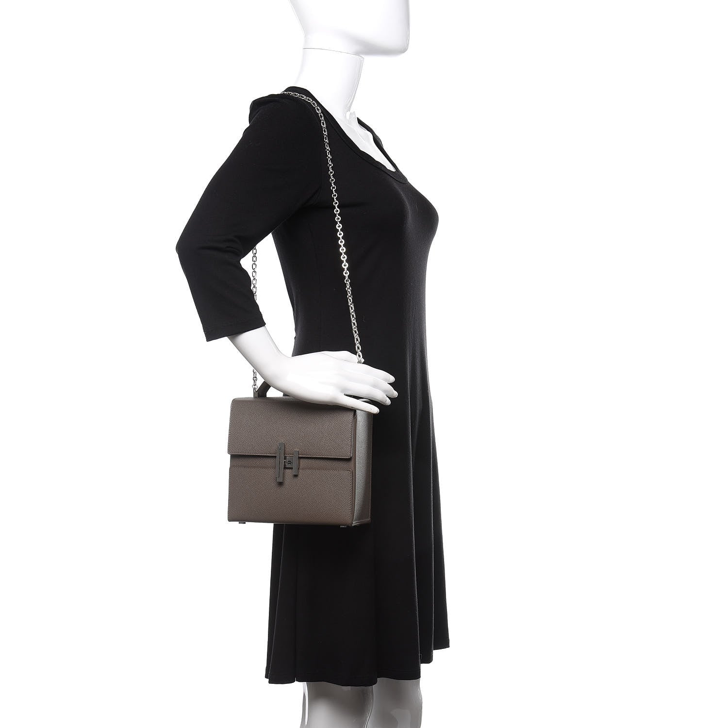 Hermes Epsom Cinhetic Boxy Top Handle Bag Etoupe 2 of 11