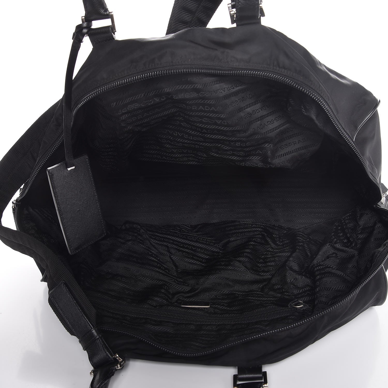 Prada Tessuto Nylon Saffiano Duffel Bag Black 6 of 10