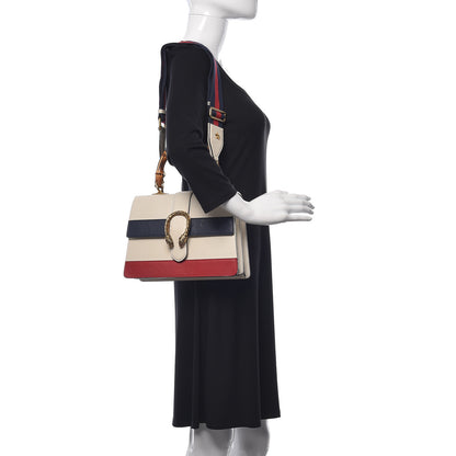 Gucci Calfskin Bamboo Web Medium Dionysus Top Handle Bag White Blue Hibiscus Red 2 of 17