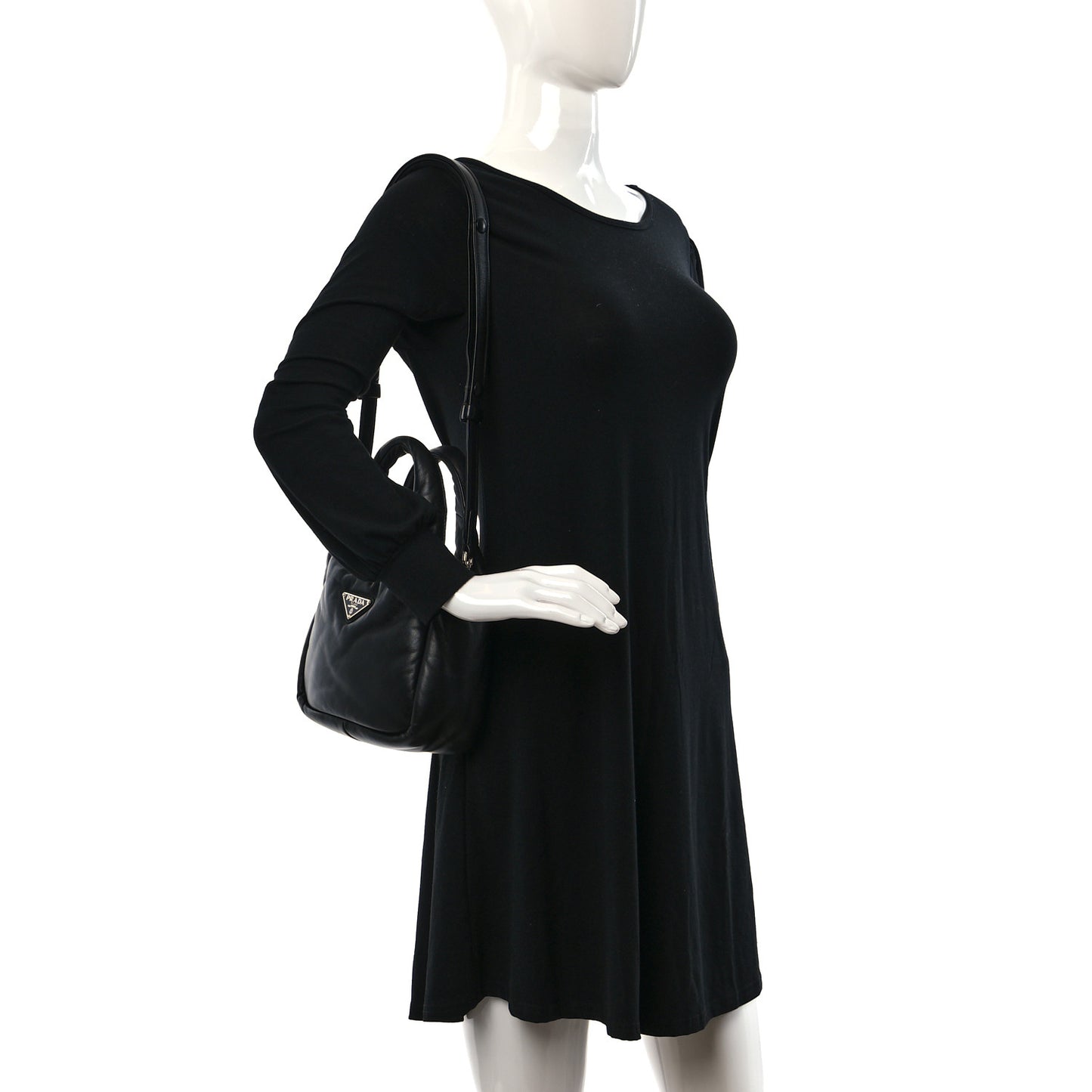 Nappa Soft Padded Small Double Handled Shoulder Bag Black